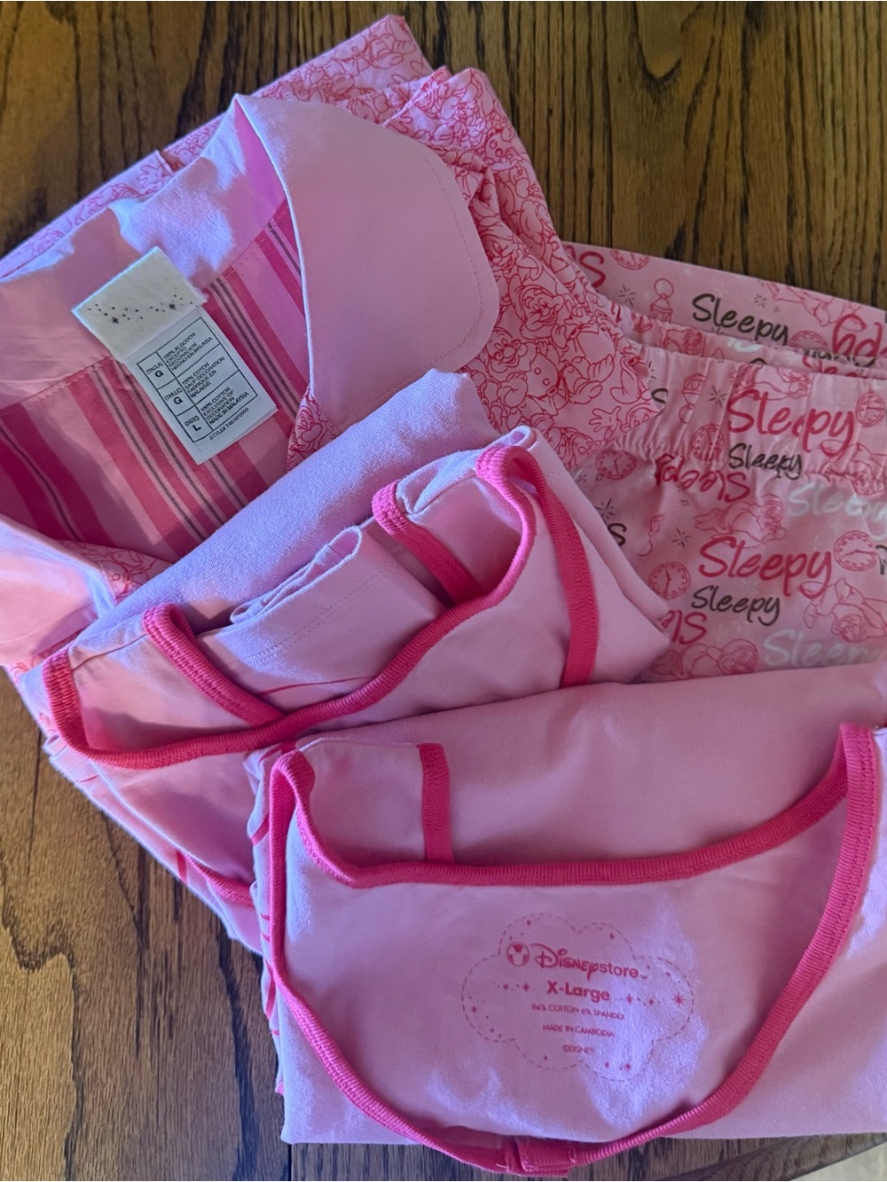 Disney Pink 'Sleepy' Women's Pajama 4PC Set - Light & Hot Pink